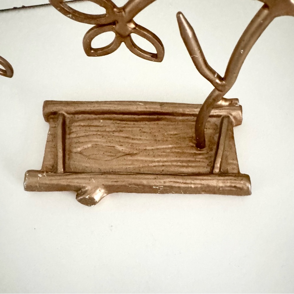 Vintage Shabby Chic Cottage Core Bird on Branch Gold Jewelry Tree Decor - Picture 8 of 15